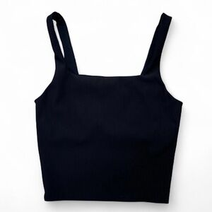 Wildfox black basic ribbed square neck crop top